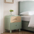 Maude 2 Drawer Bedside Table, Muted Pistachio Ash with Raffia - daals