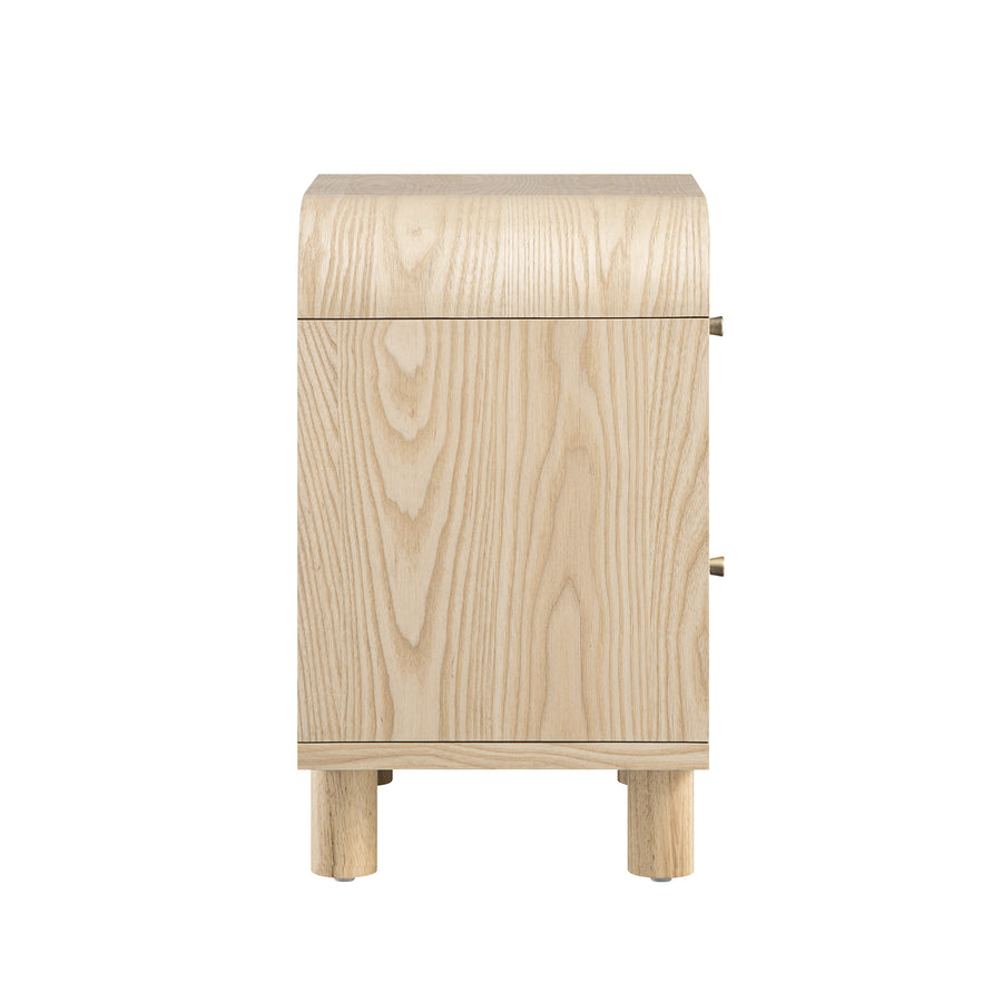 Maude 2 Drawer Bedside Table, Natural Ash with Raffia