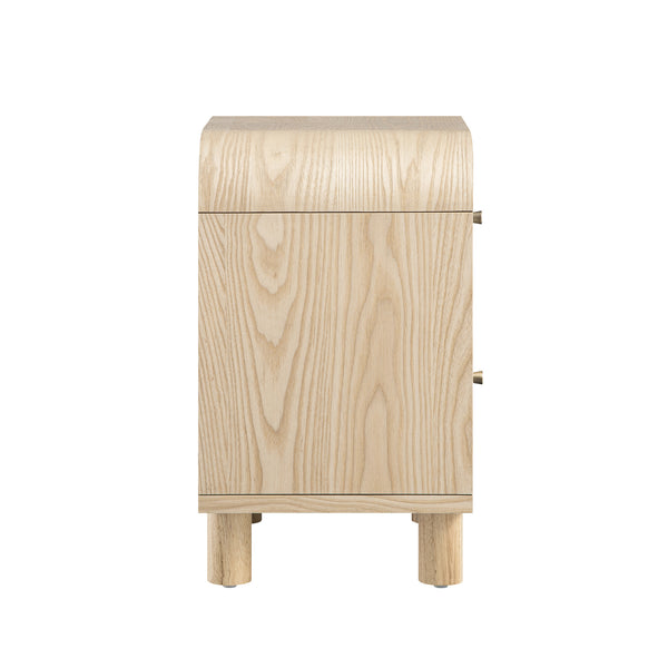 Maude 2 Drawer Bedside Table, Natural Ash with Raffia