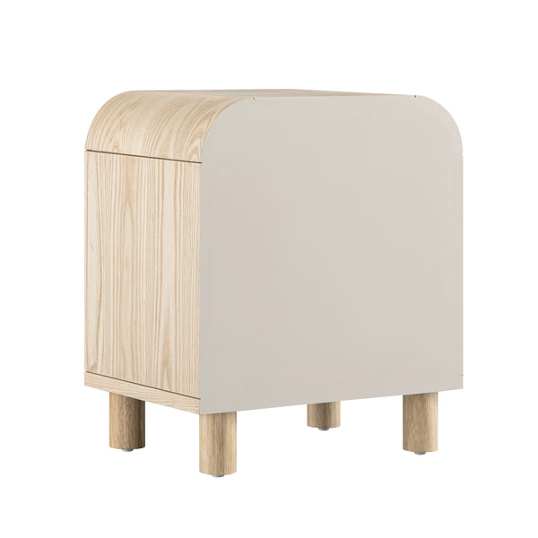 Maude 2 Drawer Bedside Table, Natural Ash with Raffia
