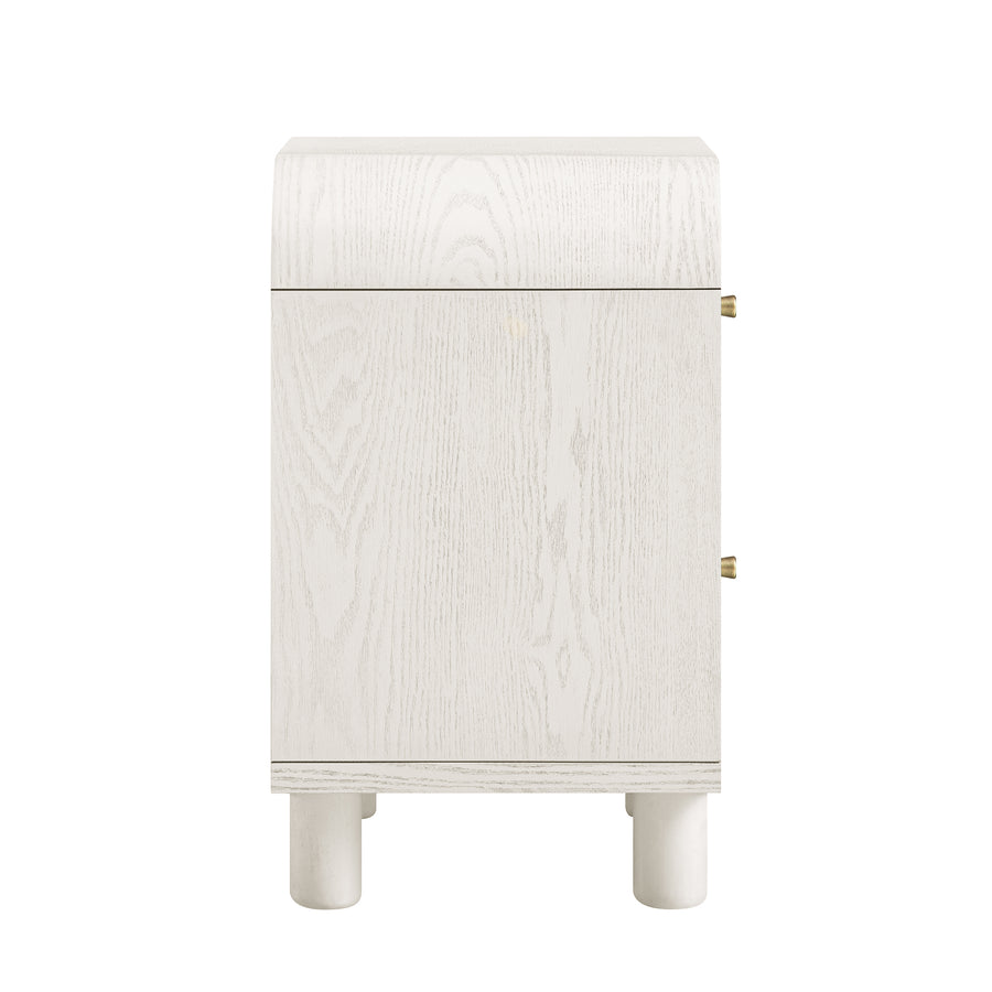 Maude 2 Drawer Bedside Table, Washed White Ash with Raffia