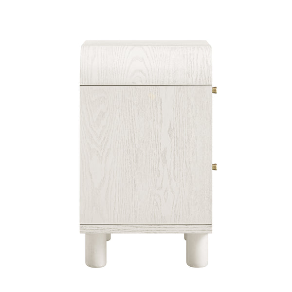 Maude 2 Drawer Bedside Table, Washed White Ash with Raffia