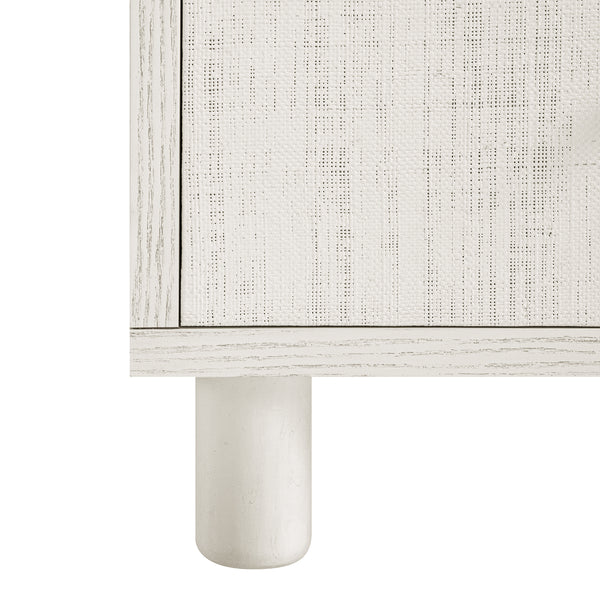 Maude 2 Drawer Bedside Table, Washed White Ash with Raffia