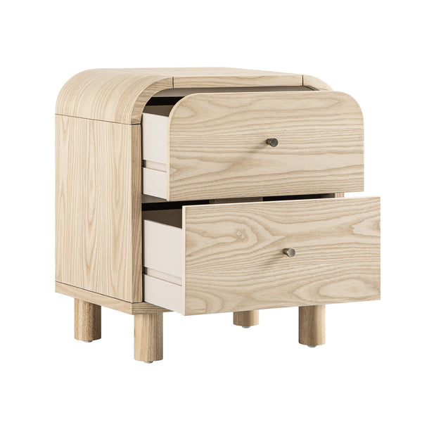 Maude 2 Drawer Bedside Table, Natural Ash