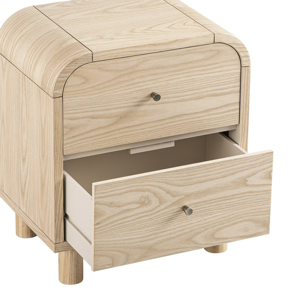 Maude 2 Drawer Bedside Table, Natural Ash