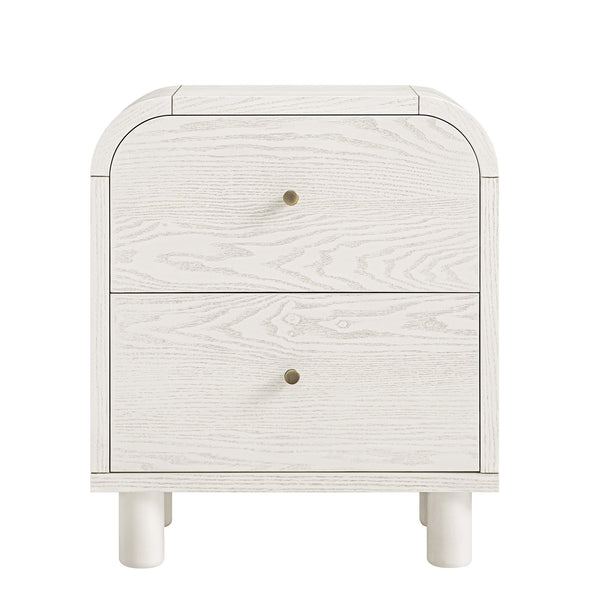 Maude 2 Drawer Bedside Table, Washed White Ash