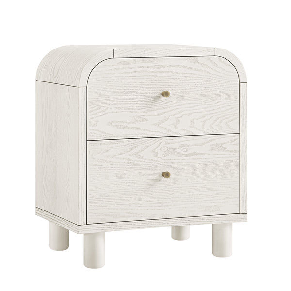 Maude 2 Drawer Bedside Table, Washed White Ash