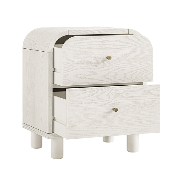 Maude 2 Drawer Bedside Table, Washed White Ash