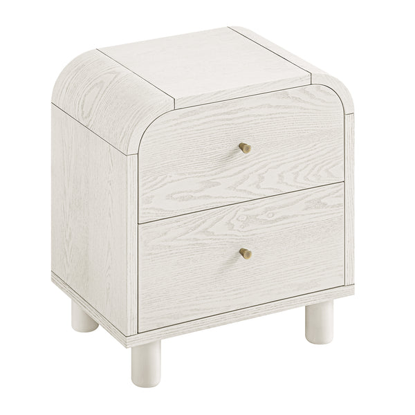 Maude 2 Drawer Bedside Table, Washed White Ash