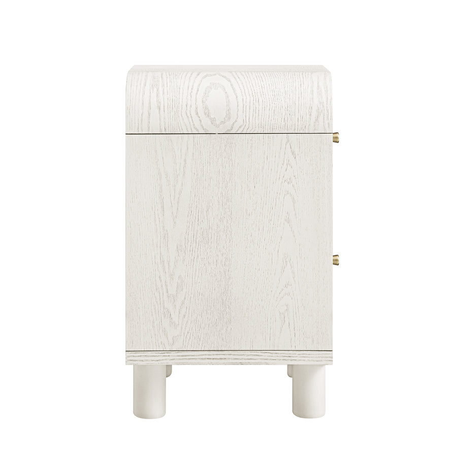 Maude 2 Drawer Bedside Table, Washed White Ash
