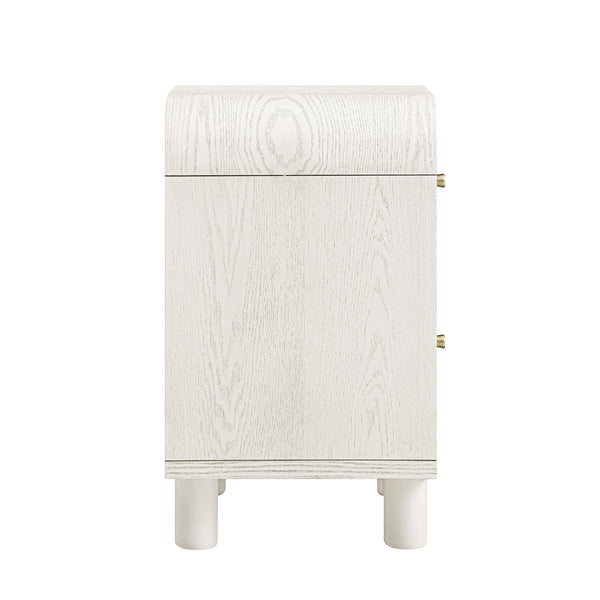 Maude 2 Drawer Bedside Table, Washed White Ash