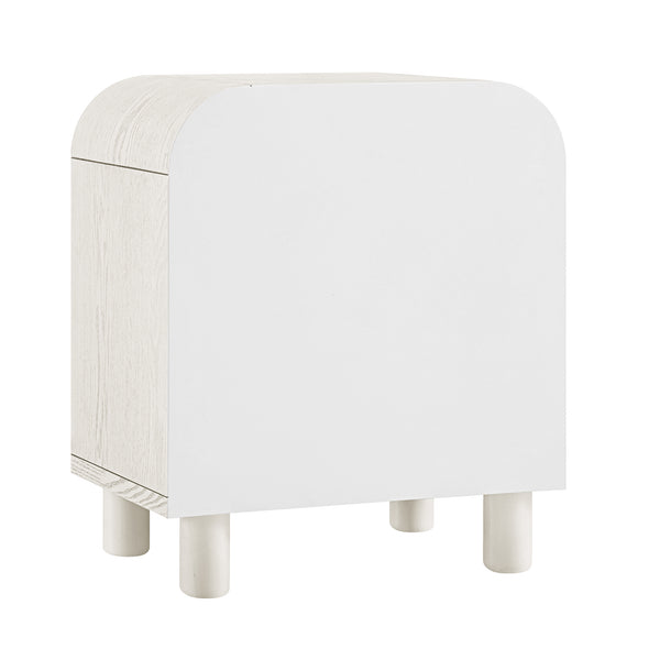 Maude 2 Drawer Bedside Table, Washed White Ash
