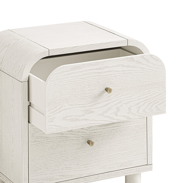 Maude 2 Drawer Bedside Table, Washed White Ash