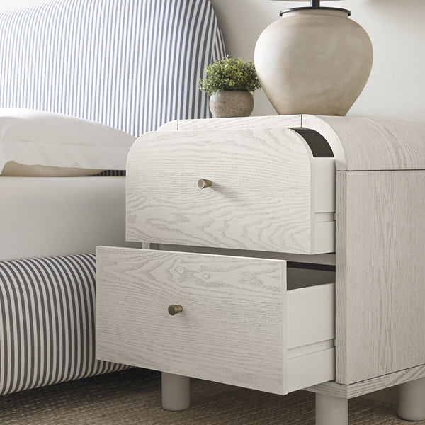 Maude 2 Drawer Bedside Table, Washed White Ash