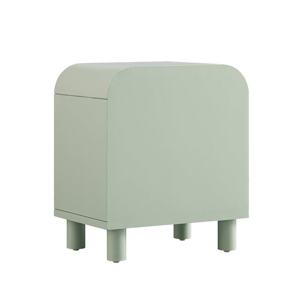 Maude 1 Drawer Bedside Table, Muted Pistachio Ash with Raffia