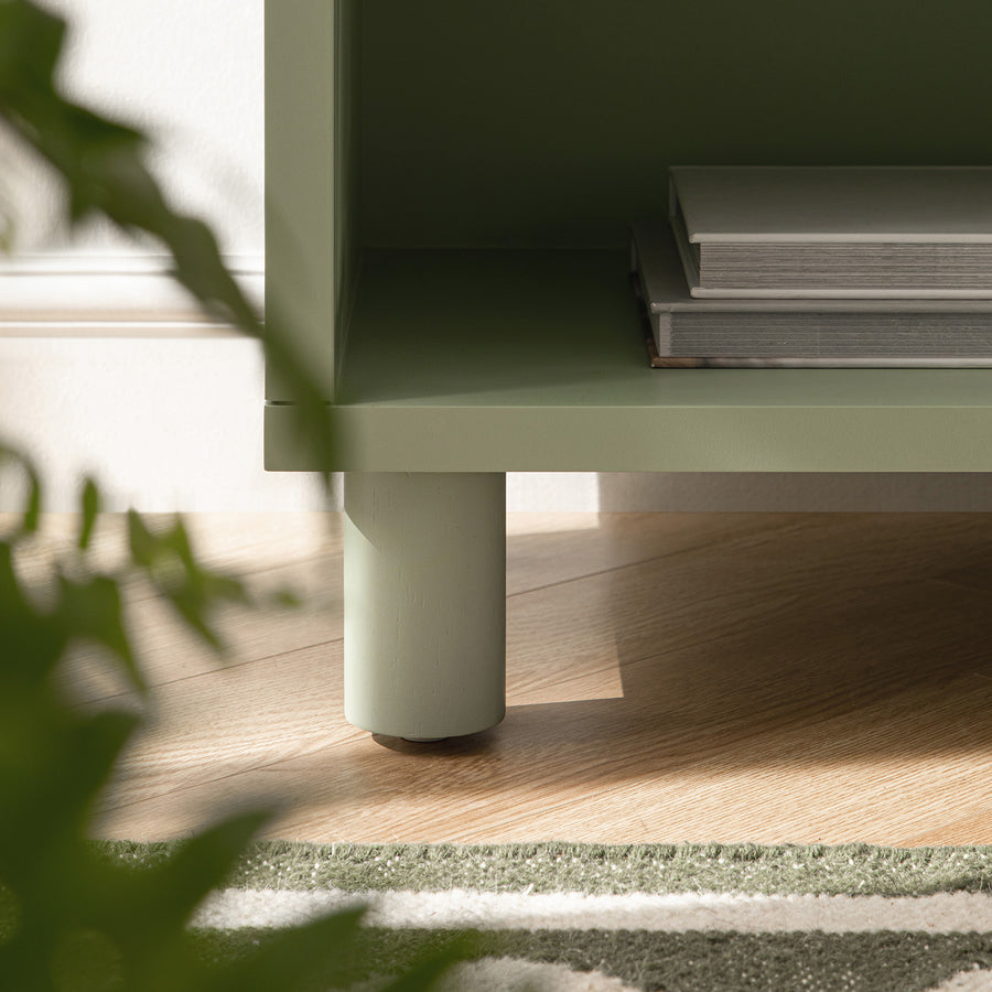 Maude 1 Drawer Bedside Table, Muted Pistachio Ash with Raffia