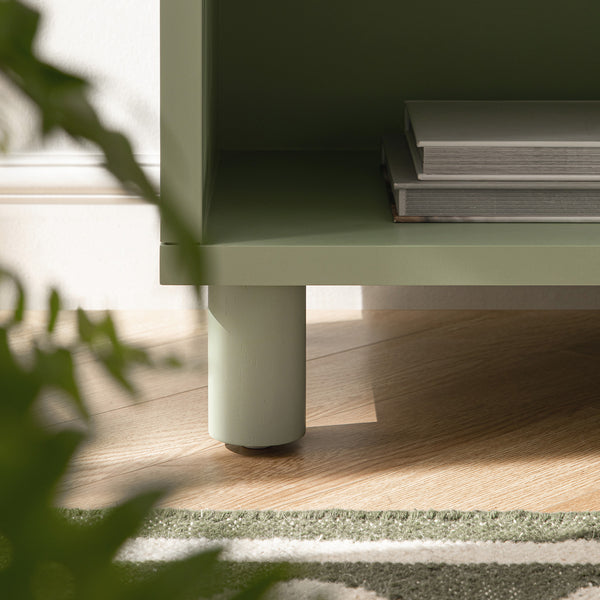 Maude 1 Drawer Bedside Table, Muted Pistachio Ash with Raffia