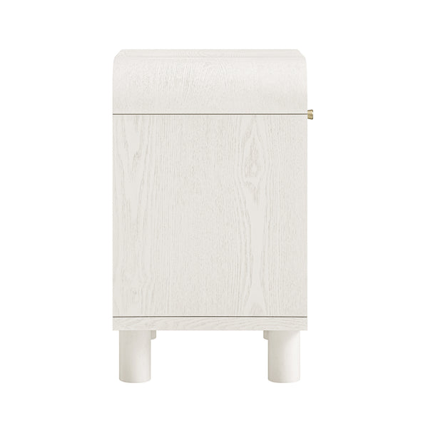 Maude 1 Drawer Bedside Table, Washed White Ash with Raffia
