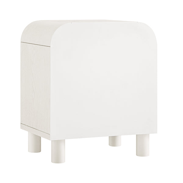 Maude 1 Drawer Bedside Table, Washed White Ash with Raffia