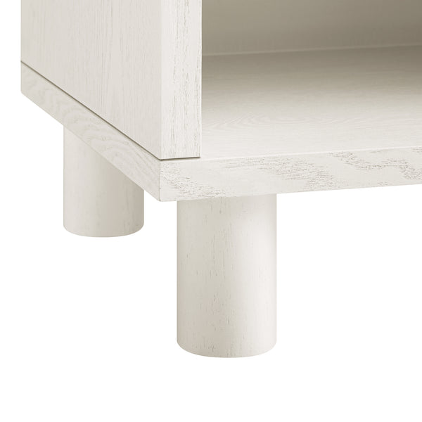 Maude 1 Drawer Bedside Table, Washed White Ash with Raffia