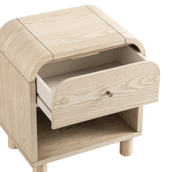 Maude 1 Drawer Bedside Table, Natural Ash