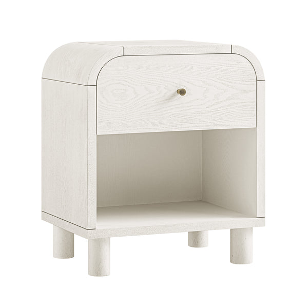Maude 1 Drawer Bedside Table, Washed White Ash