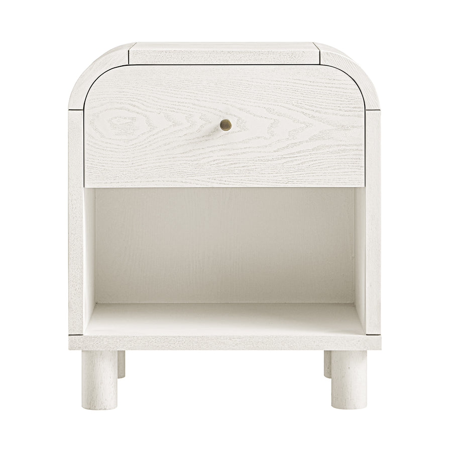 Maude 1 Drawer Bedside Table, Washed White Ash