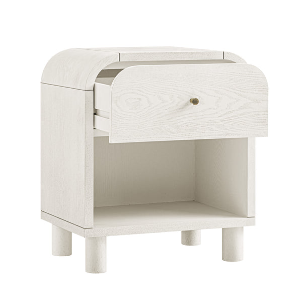 Maude 1 Drawer Bedside Table, Washed White Ash