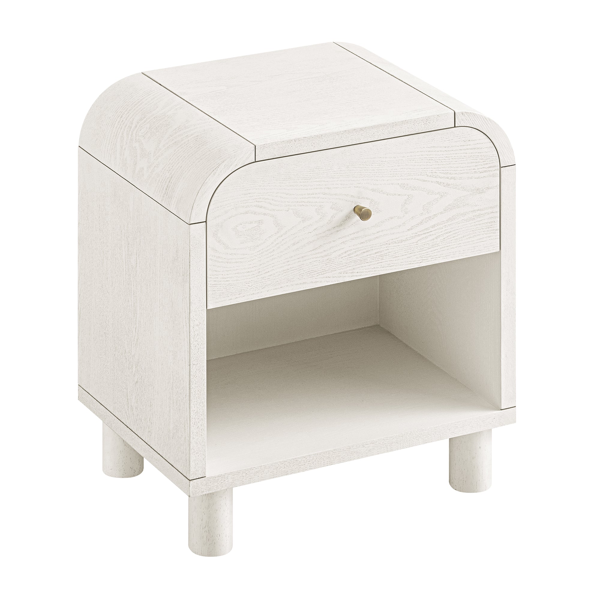 Maude 1 Drawer Bedside Table, Washed White Ash