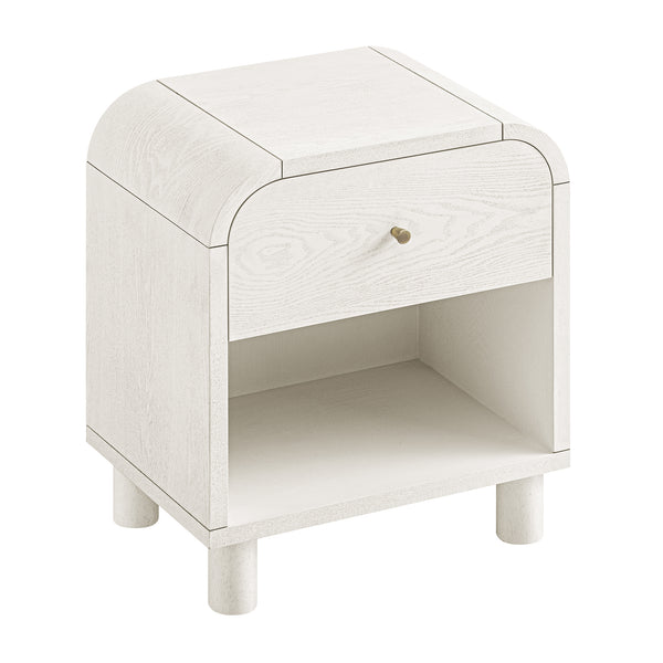 Maude 1 Drawer Bedside Table, Washed White Ash