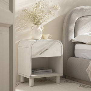 Maude 1 Drawer Bedside Table, Washed White Ash
