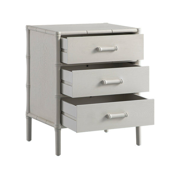 Elstowe Faux Bamboo 3-Drawer Bedside Table, Shaded White