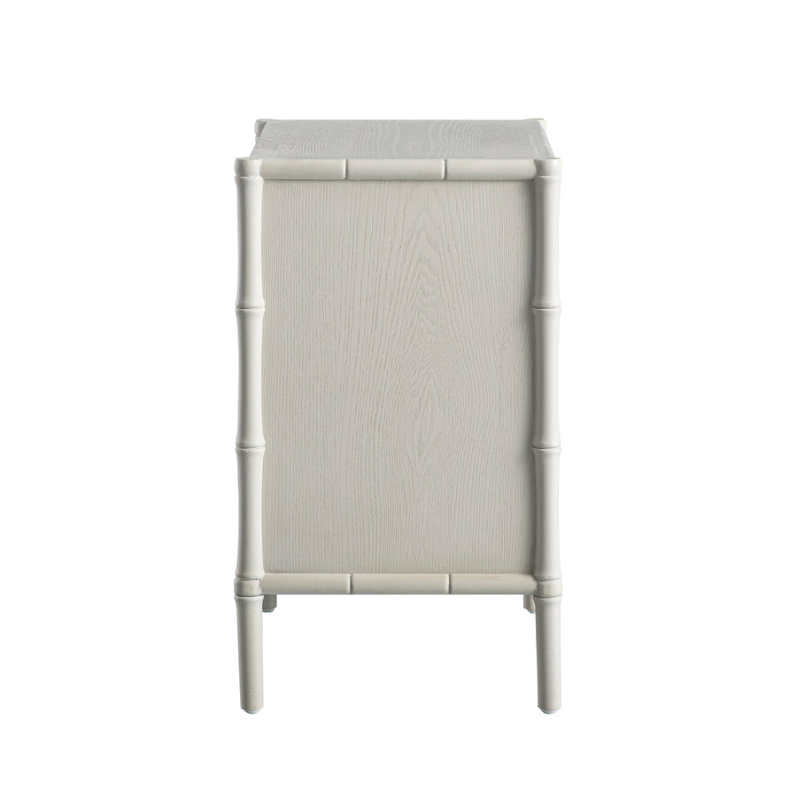 Elstowe Faux Bamboo 3-Drawer Bedside Table, Shaded White