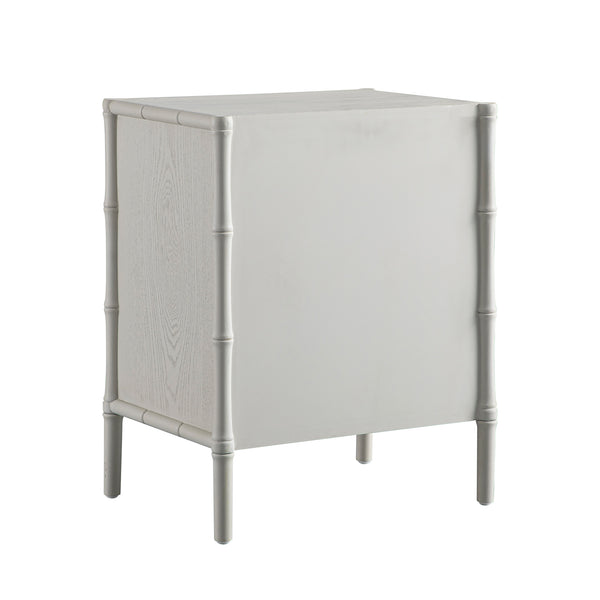 Elstowe Faux Bamboo 3-Drawer Bedside Table, Shaded White