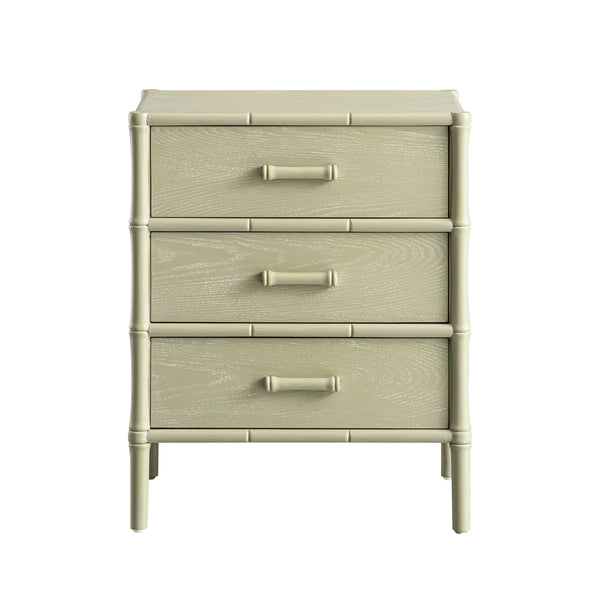 Elstowe Faux Bamboo 3-Drawer Bedside Table, Sage Green