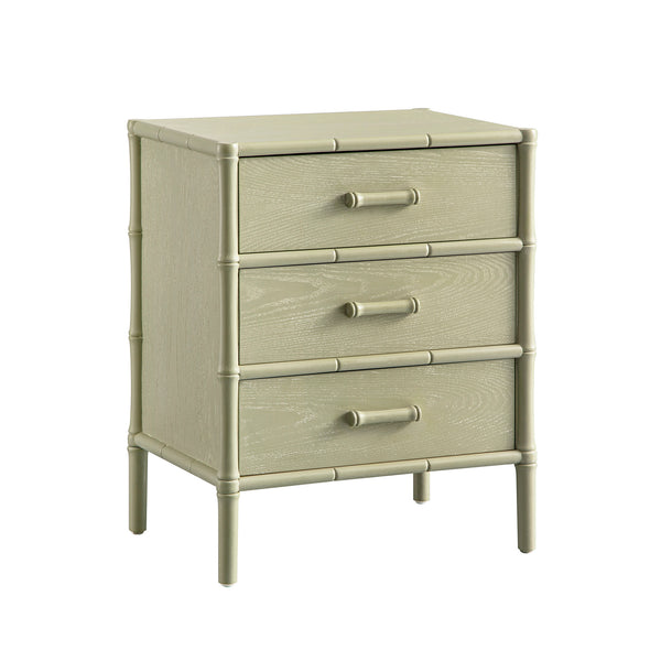 Elstowe Faux Bamboo 3-Drawer Bedside Table, Sage Green