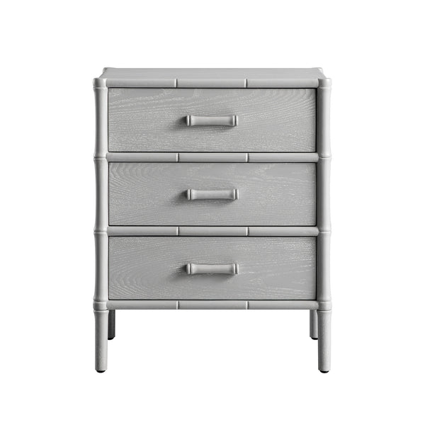 Elstowe Faux Bamboo 3-Drawer Bedside Table, Warm Grey