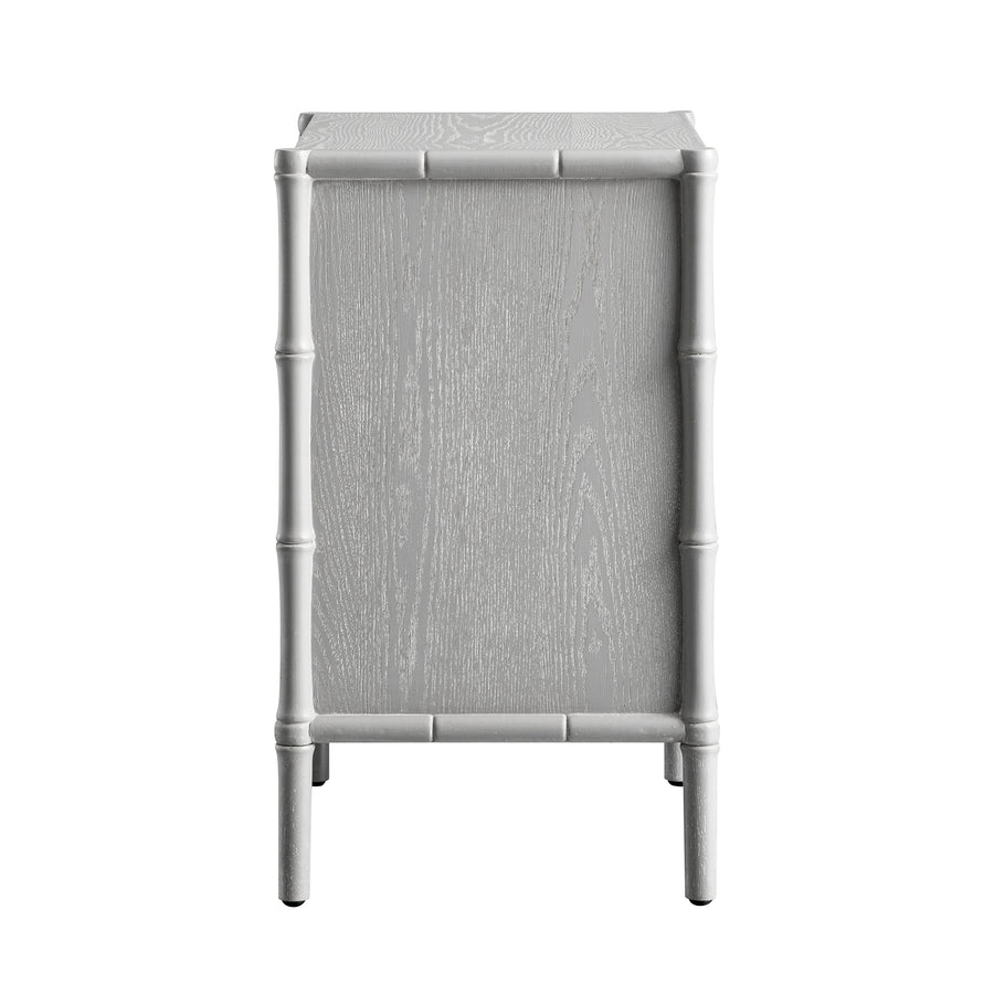 Elstowe Faux Bamboo 3-Drawer Bedside Table, Warm Grey