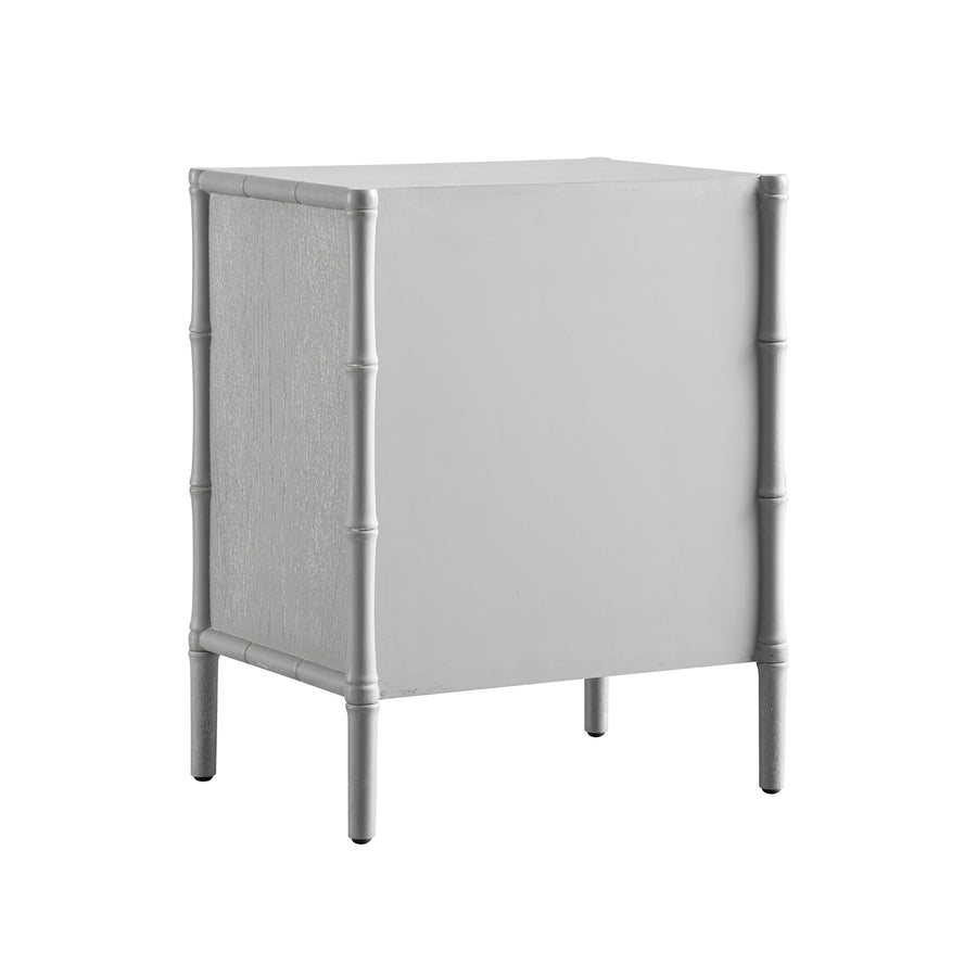 Elstowe Faux Bamboo 3-Drawer Bedside Table, Warm Grey