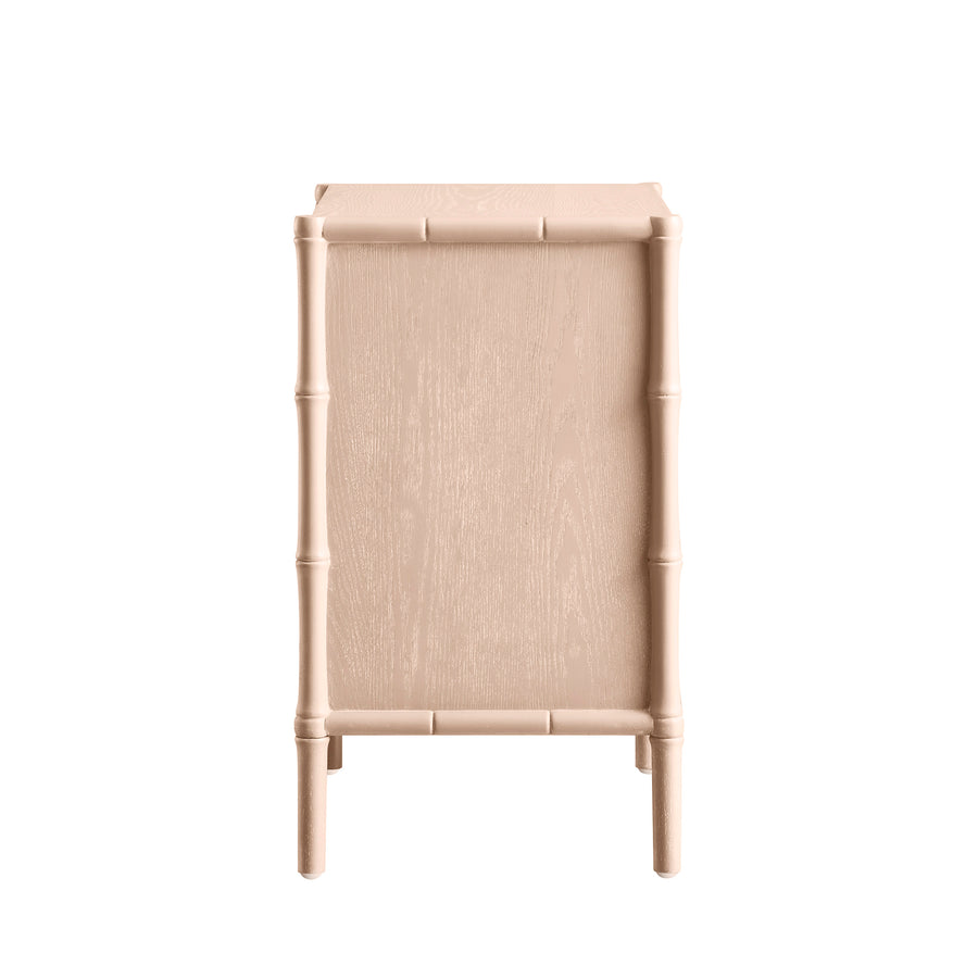 Elstowe Faux Bamboo 3-Drawer Bedside Table, Nude Pink