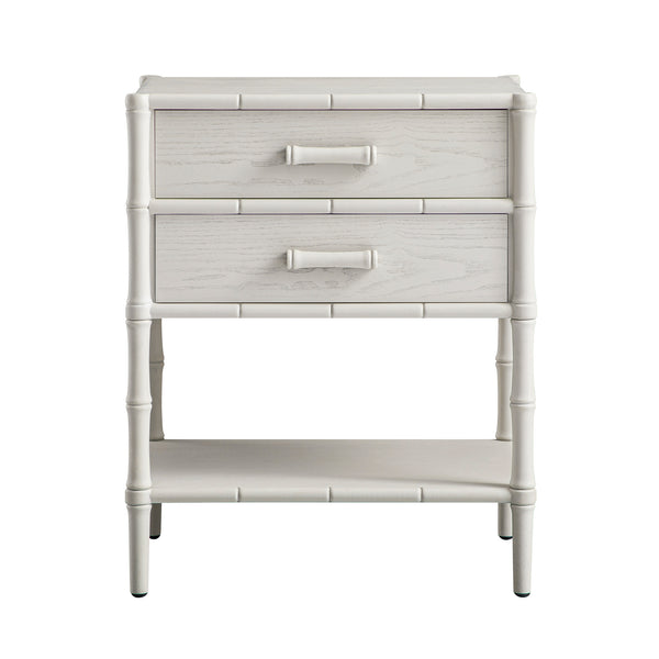 Elstowe Faux Bamboo 2-Drawer Bedside Table, Shaded White