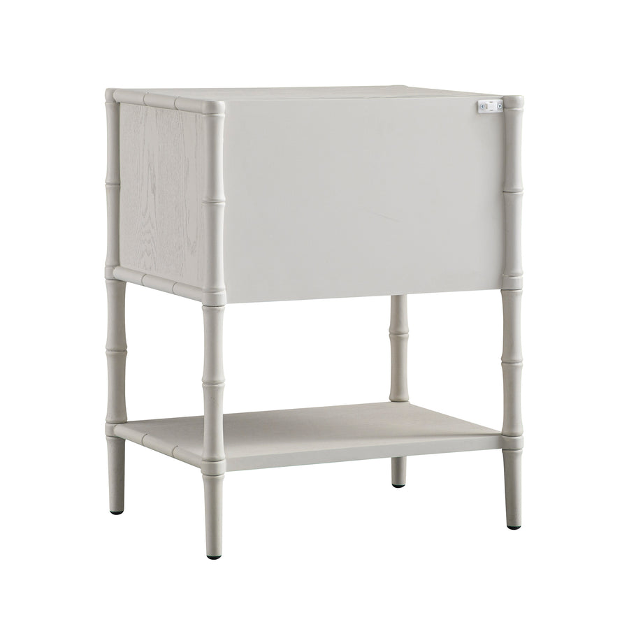 Elstowe Faux Bamboo 2-Drawer Bedside Table, Shaded White