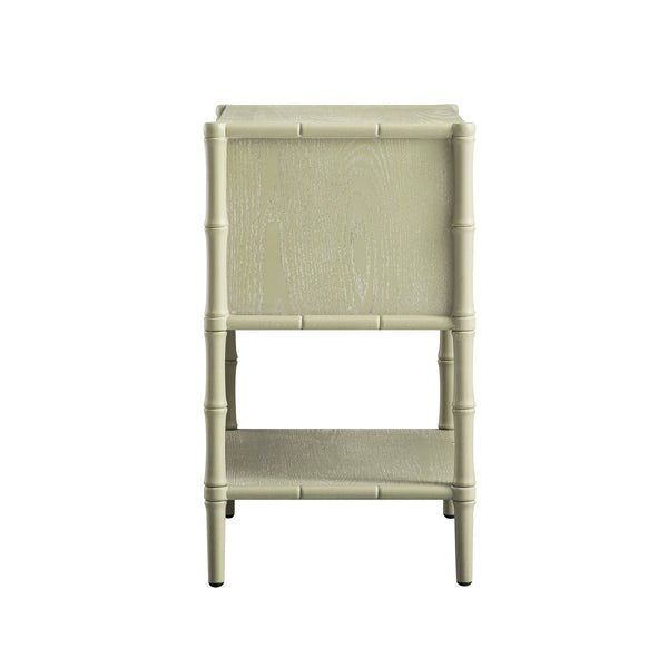 Elstowe Faux Bamboo 2-Drawer Bedside Table, Sage Green