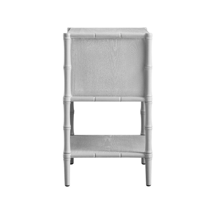 Elstowe Faux Bamboo 2-Drawer Bedside Table, Warm Grey