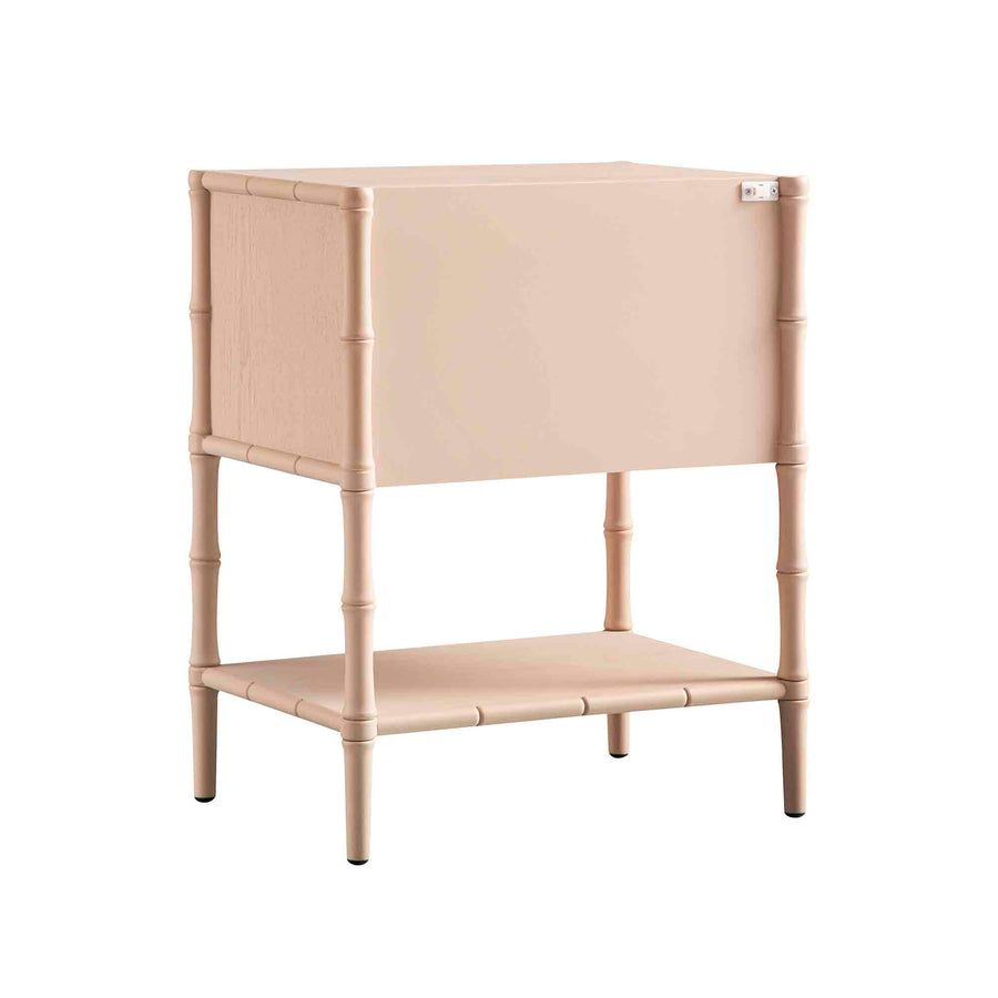 Elstowe Faux Bamboo 2-Drawer Bedside Table, Nude Pink