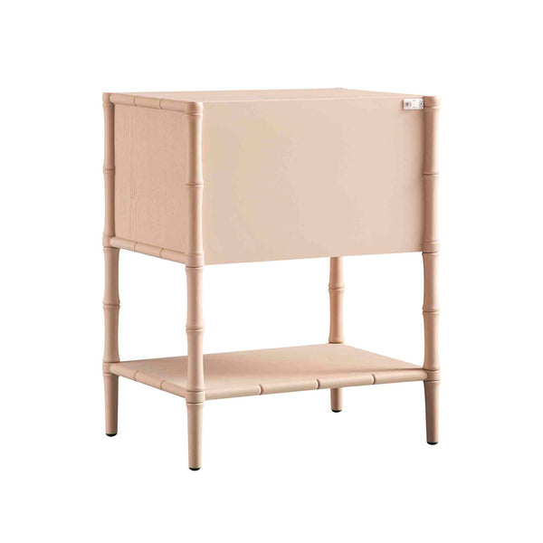 Elstowe Faux Bamboo 2-Drawer Bedside Table, Nude Pink