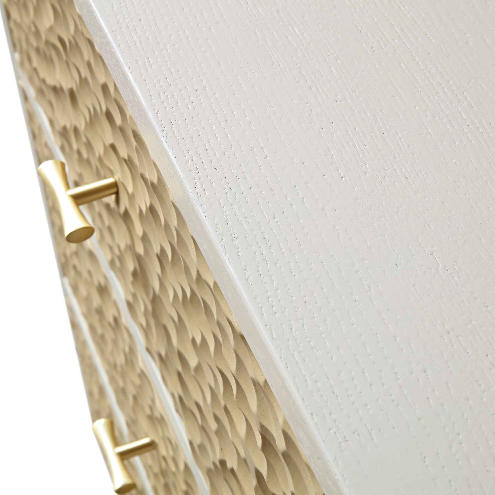 Bianca Chip Carved 2-Door 3-Drawer Sideboard, Sand Beige & Ivory