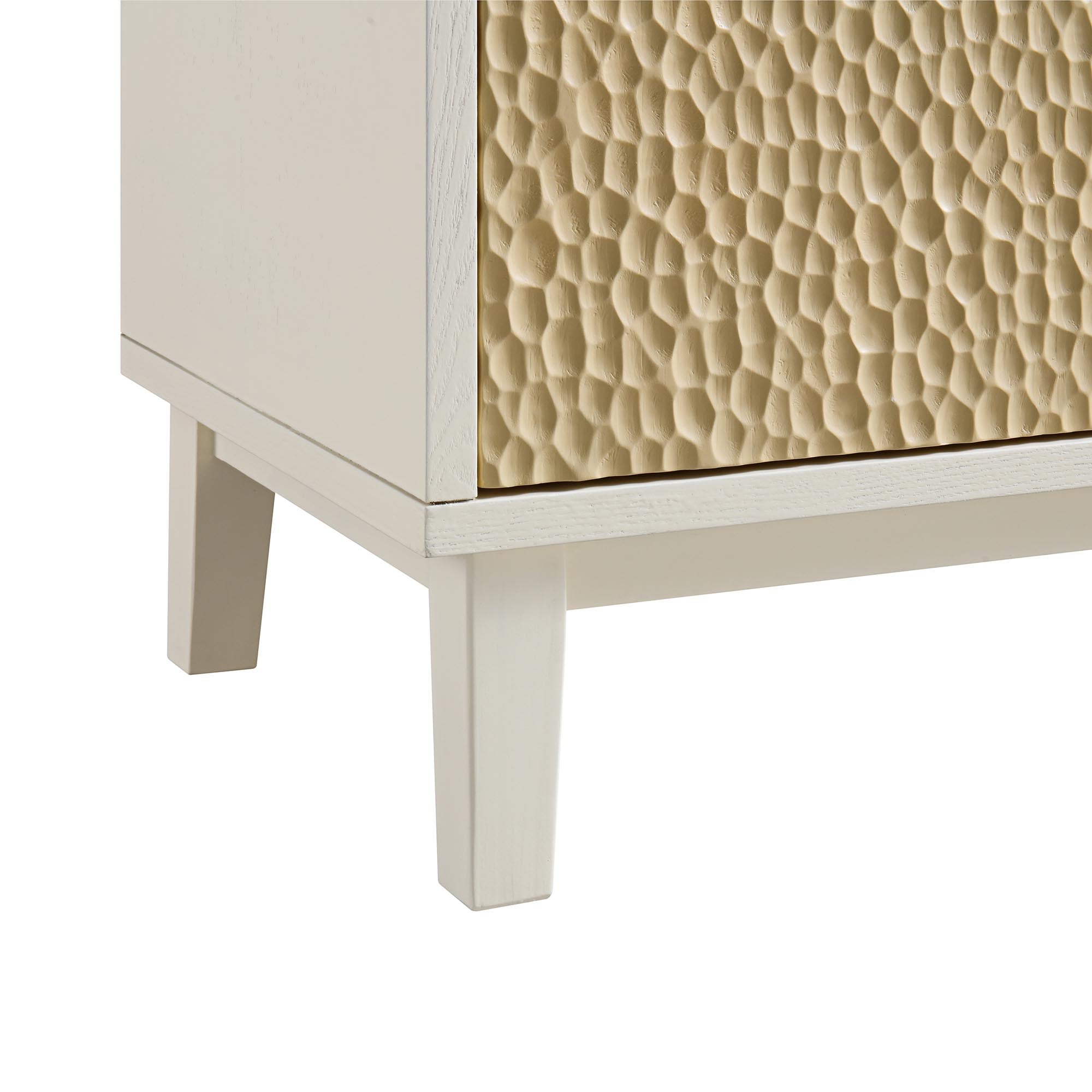 Bianca Chip Carved 2-Door 3-Drawer Sideboard, Sand Beige & Ivory