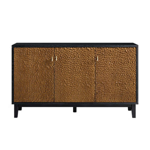 Bianca Chip Carved 3 Door Sideboard, Antique Bronze & Black