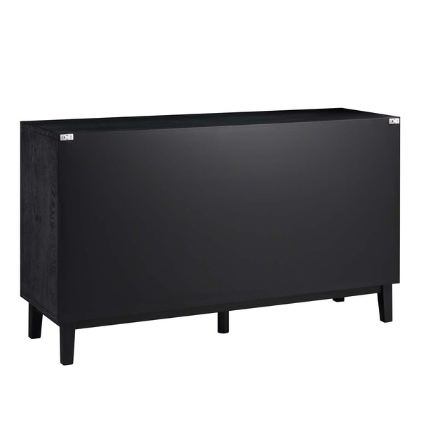 Bianca Chip Carved 3 Door Sideboard, Antique Bronze & Black